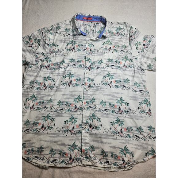 MENS XXL TOMMY BAHAMA SHORTSLEEVES TROPICAL PALM GIRL UNIQUE TB ALL BUTTONS - Picture 1 of 10